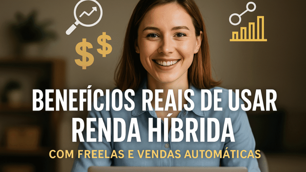Jovem profissional celebrando resultados financeiros com múltiplas fontes de renda digital