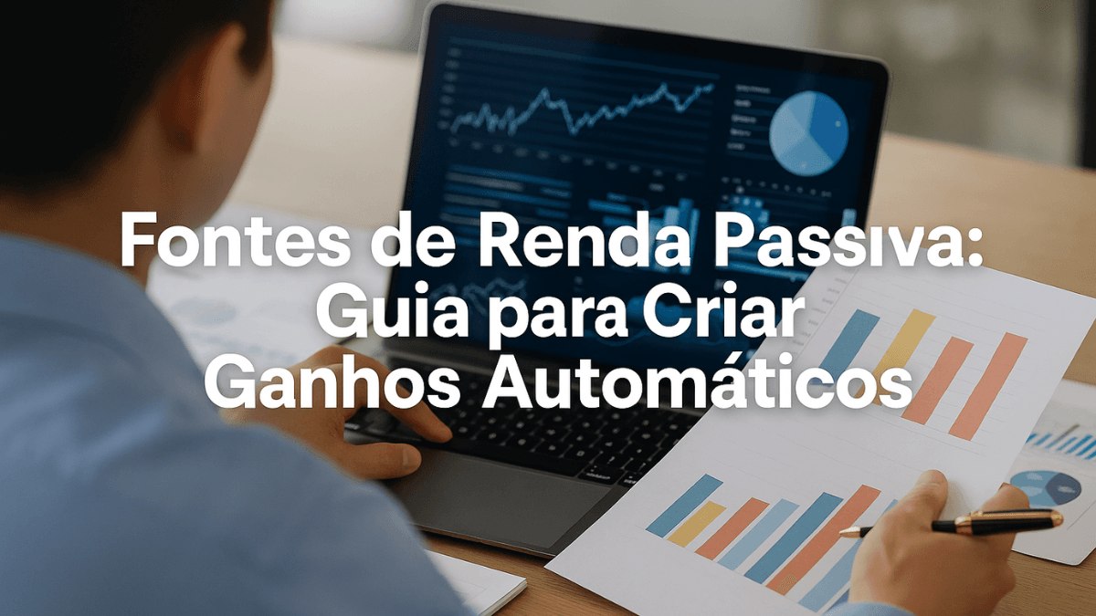 Pessoa planejando fontes de renda passiva com anotações financeiras.
