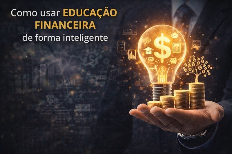 Imagem representa como usar educação financeira de forma inteligente, unindo conhecimento, planejamento e crescimento financeiro consciente