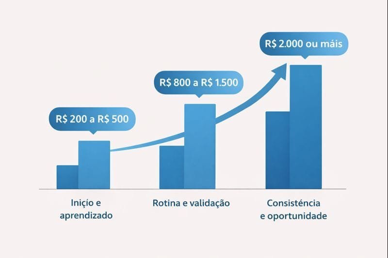 quanto é possível ganhar com renda extra em cada fase de crescimento